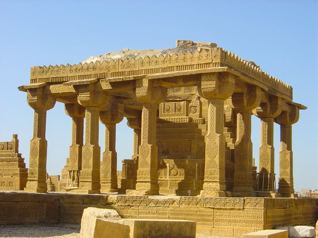 The 15th–18th century Chaukhandi tombs are located 29 km (18 mi) east of Karachi.