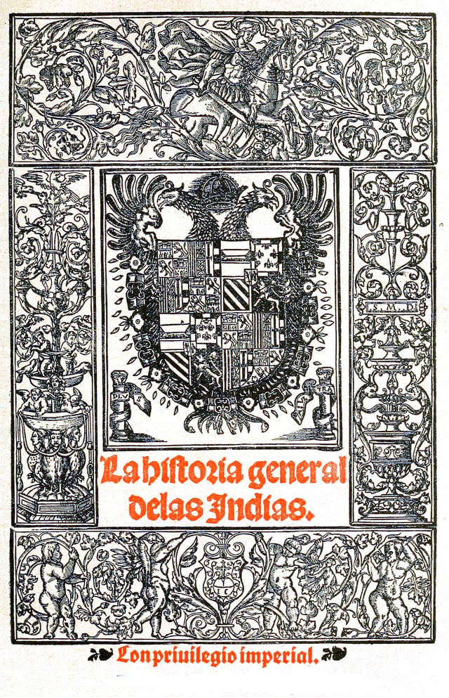 1557 cover of La historia general y natural de las Indias