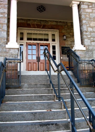 Entrance to the Delaplaine Fine Arts Center.