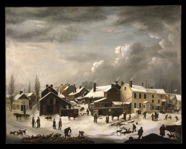 A preindustrial Winter Scene in Brooklyn, c. 1819–20, by Francis Guy (Brooklyn Museum).