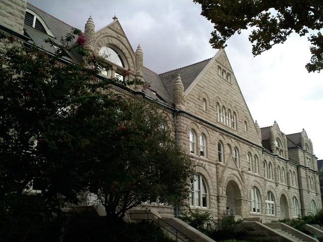 Gibson Hall today. Facing historic St. Charles Avenue, it is the entry landmark on the uptown campus.