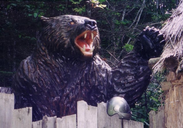 A statue of the Ussuri brown bear from Hokkaido which perpetrated the worst brown bear attack in Japanese history, killing seven people