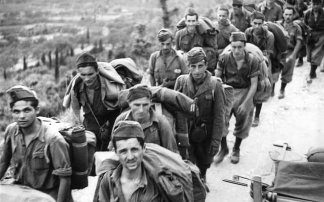 Italian soldiers taken prisoner by the Germans in Corfu, September 1943.