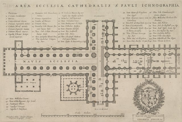 Wenceslaus Hollar's 1658 plan of the cathedral