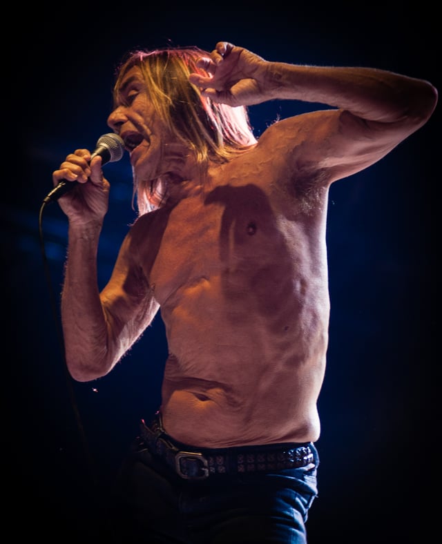 Iggy Pop performing with the Stooges in 2012
