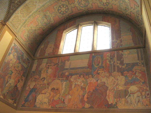 An example of a Chicano-themed mural in the Richard Riordan Central Library