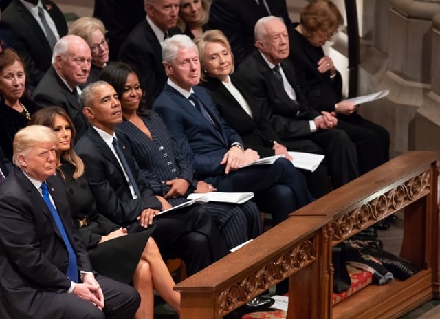 Cheney attending the state funeral of George H. W. Bush in December 2018
