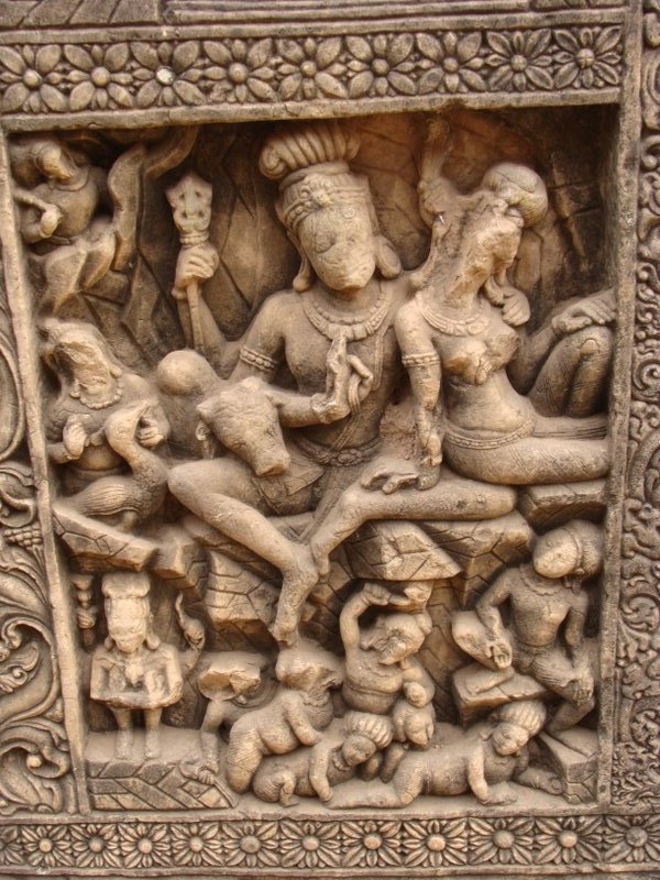 A carving in the 10th- or 11th-century Hindu temple of Malhar village. This area, 40 km from Bilaspur, was supposedly a major Buddhist centre in ancient times.