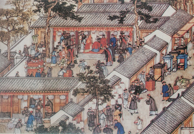 Marriage ceremony, Prosperous Suzhou by Xu Yang, 1759