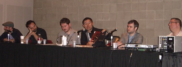 A panel of non-founding Image creators at the 2010 New York Comic Con (l–r): Tomm Coker, Tim Seeley, Ben McCool, James Zhang, Nick Spencer and Ron Marz