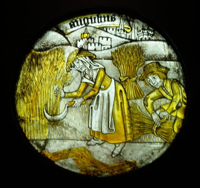 One of 12 roundels depicting the "Labours of the Months" (1450-1475)