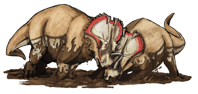 Artist's rendering of two Centrosaurus apertus