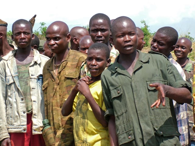 A group of demobilized child soldiers in the Democratic Republic of the Congo