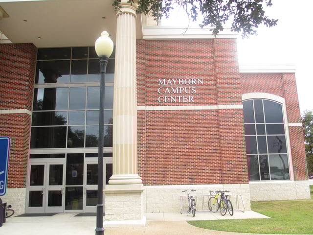 The Mayborn Campus Center is named for its benefactor, the late Temple Daily Telegram publisher, Frank W. Mayborn