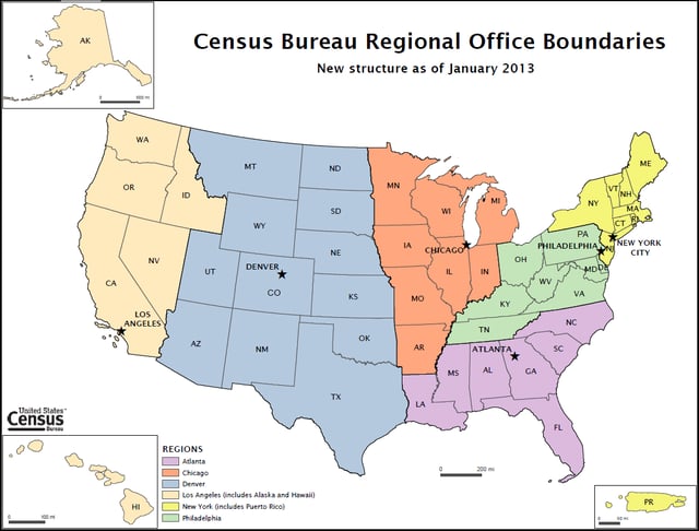 U.S. Census Bureau Regional Office Boundaries