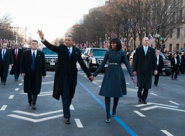 Secret Service agents protecting President Obama and First Lady Michelle Obama