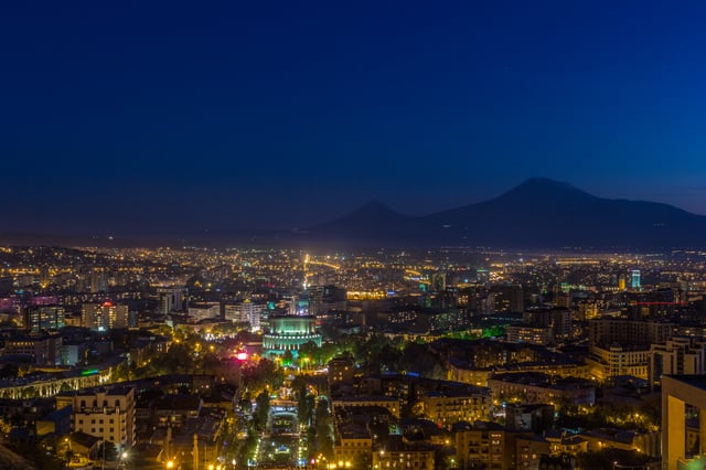 Nighttime view of Yerevan in September 2013
