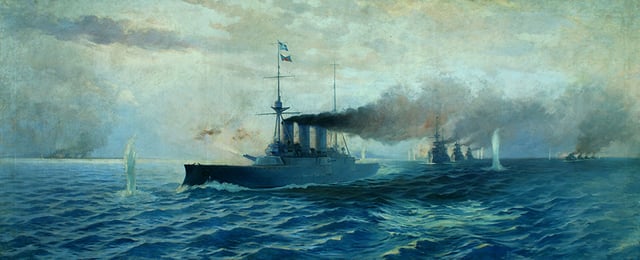 The Naval Battle of Elli, oil painting by Vassileios Chatzis, 1913.