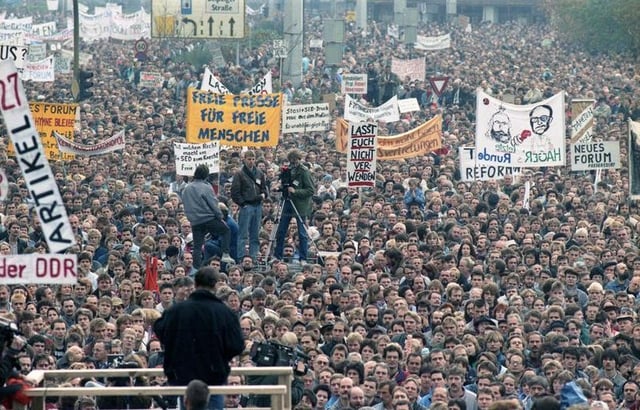 Demonstration on Alexanderplatz in East Berlin on November 4, 1989