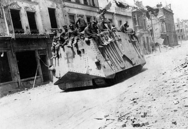 German tank in Roye, 21 March 1918