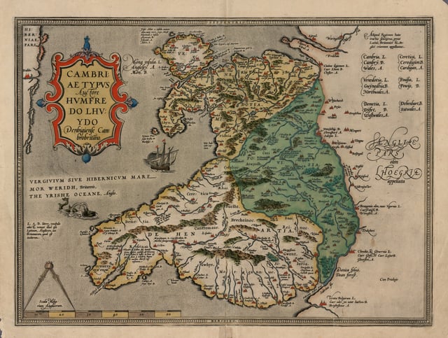 Map of Wales from Ortelius: Theatrum Orbis Terrarum c.1574
