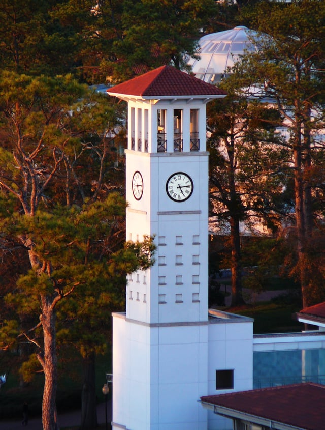 Clock tower at Cox Hall