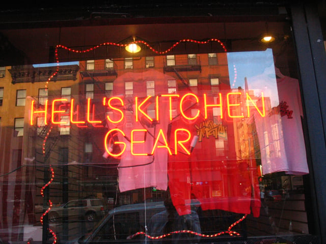 Hell's Kitchen gear for sale in the Video Cafe on Ninth Avenue (shop closed in January 2014)
