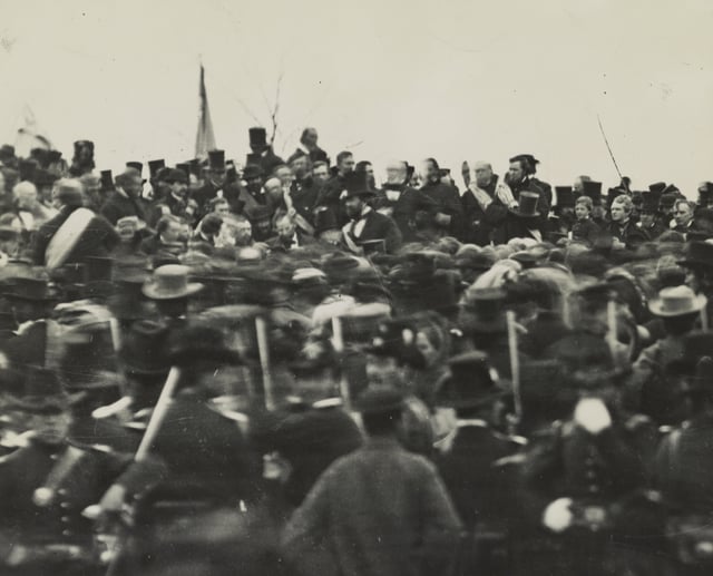 The only confirmed photo of Abraham Lincoln at Gettysburg, some three hours before the speech