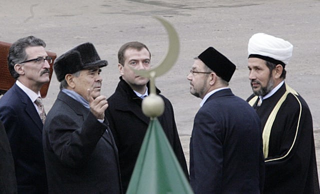 Russian President Dmitry Medvedev and President of Tatarstan Mintimer Shaimiyev in Kazan, the capital of Tatarstan, 2011