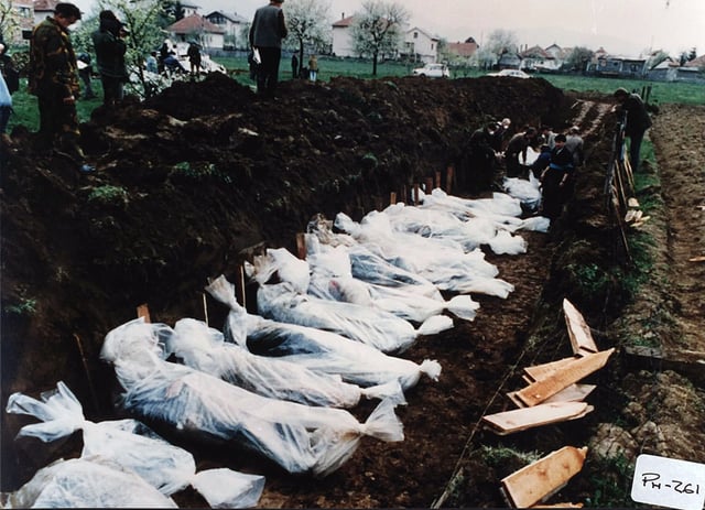 Bodies of people killed in April 1993 around Vitez.