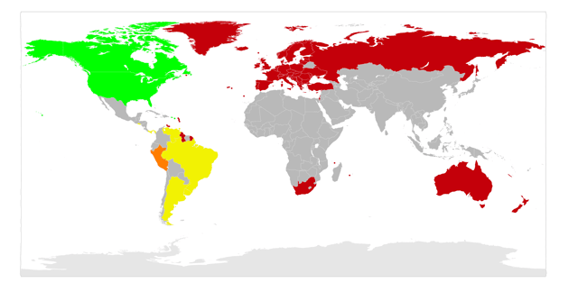 Reciprocal agreements by country:   CEPT Member Nations   IARP Member Nations   Members of CEPT and IARP   USA and Canada Treaty, CEPT and IARP