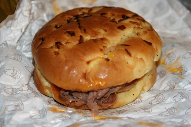 "Beef-n-Cheddar" sandwich