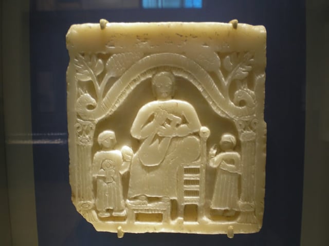 A funerary stela featuring a musical scene, first century CE