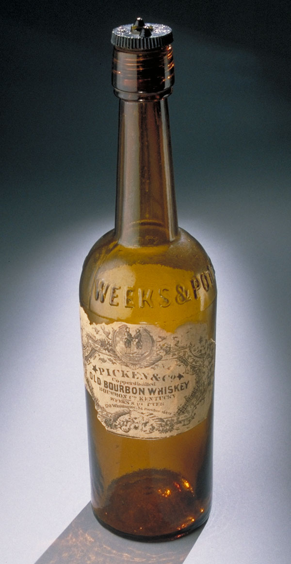 Bourbon bottle, 19th century: One-third of all bourbon whiskey comes from Louisville.