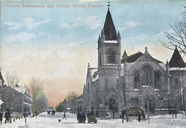 Looking east at Carlton and Sherbourne Streets circa 1910