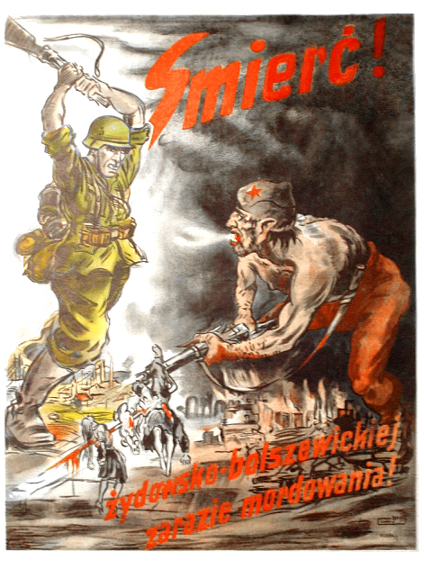 World War II anti-Communist, antisemitic propaganda poster in German-occupied Poland