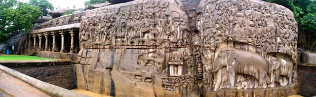 The Descent of the Ganges, also known as Arjuna's Penance, at Mamallapuram, is one of the largest rock reliefs in Asia and features in several Hindu myths.