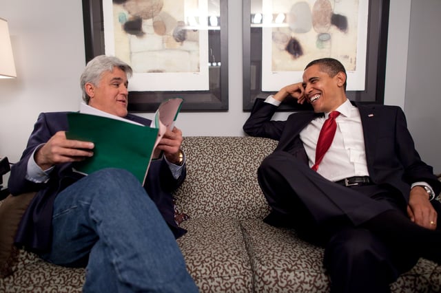 Leno with the Then-President Barack Obama in March 2009