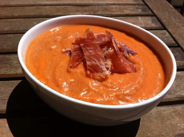 Salmorejo is a thick variant of gazpacho originating from Andalusia.