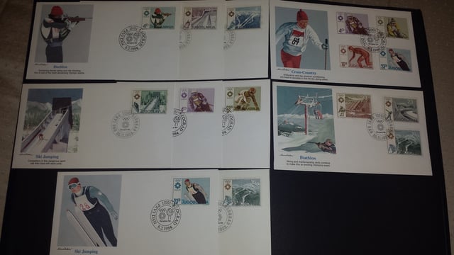 Postage stamps depicting 1984 Winter Olympics in Sarajevo.