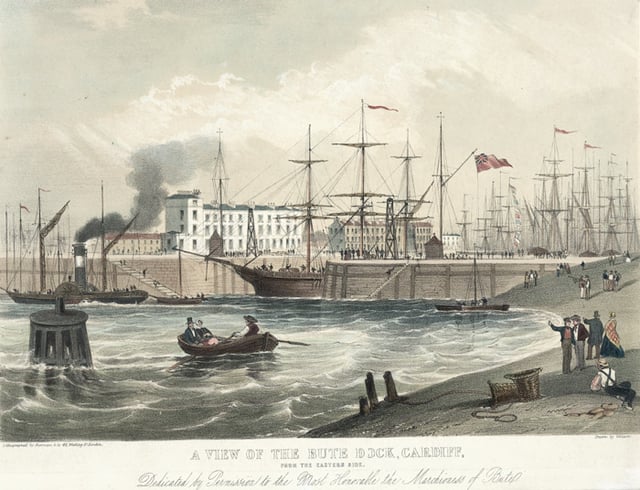 Jubilee dock, Cardiff, from the eastern side (1849)