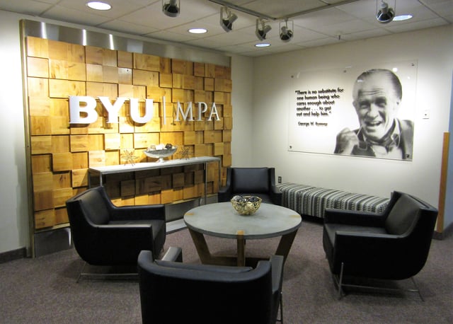 BYU room that gives information about the Masters in Public Administration