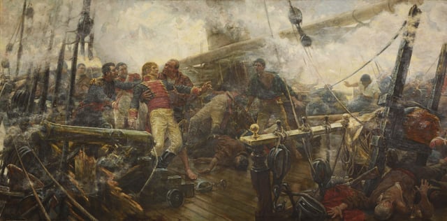 Churruca's Death, oil on canvas about the Battle of Trafalgar by Eugenio Álvarez Dumont, Prado Museum.
