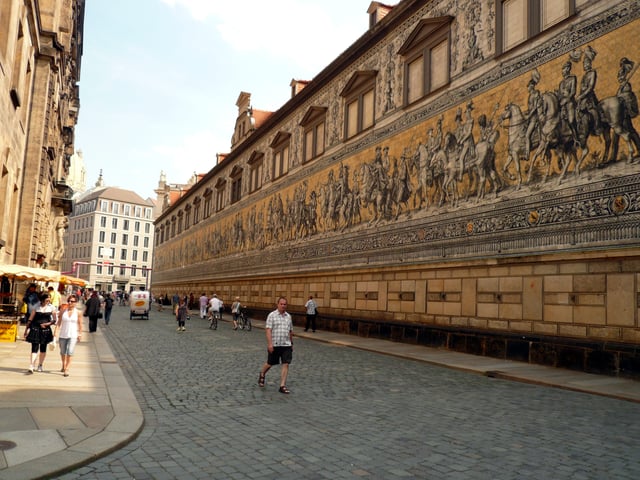 The Fürstenzug—the Saxon sovereigns depicted in Meissen porcelain