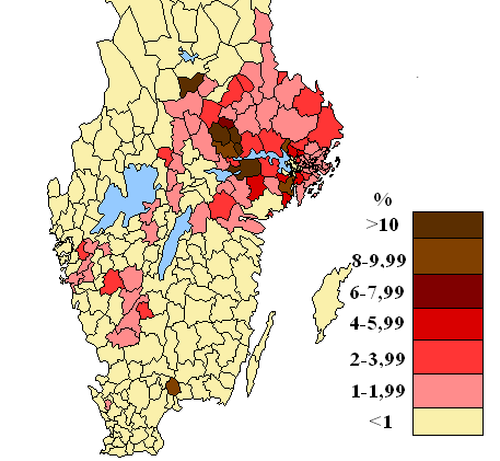 Areas in Southern Sweden with a Finnish-speaking population (2005)