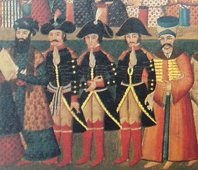 General Gardane, with colleagues Jaubert and Joanin, at the Persian court of Fat′h Ali Shah in 1808.