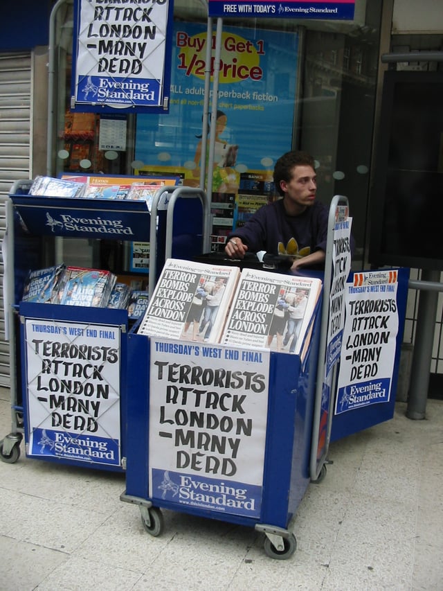 Headlines outside Waterloo station