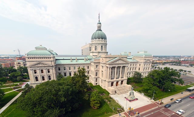 The Indiana Statehouse houses the executive, legislative, and judicial branches of state government.