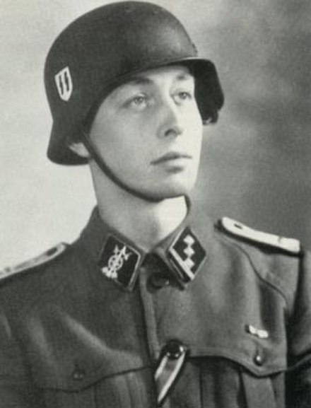Pio Filippani Ronconi in the uniform of a foreign volunteer of the Waffen-SS. He is wearing the collar tabs of the 1st battalion of the Waffen-Grenadier-Brigade der SS (italienische Nr. 1).