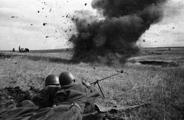 Soviet PTRD anti-tank rifle team during the fighting
